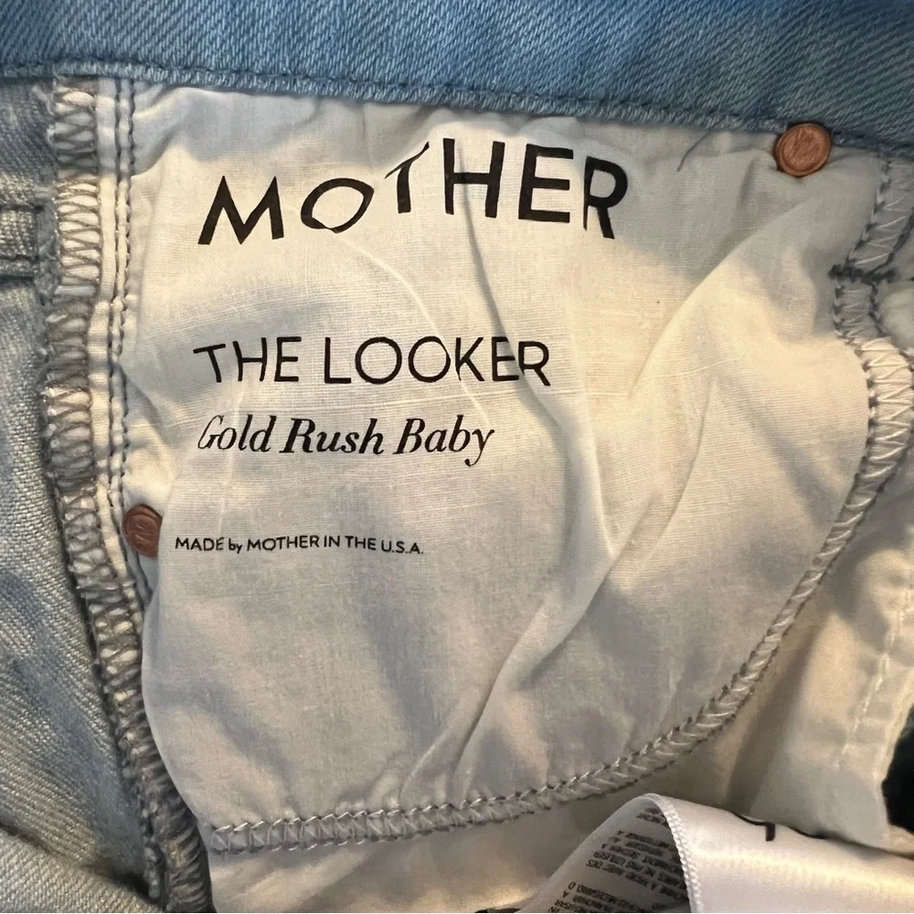 Mother The Looker Gold Rush Baby Gold Stencil  Light Blue Jean Women’s size 26 - Picture 7 of 15